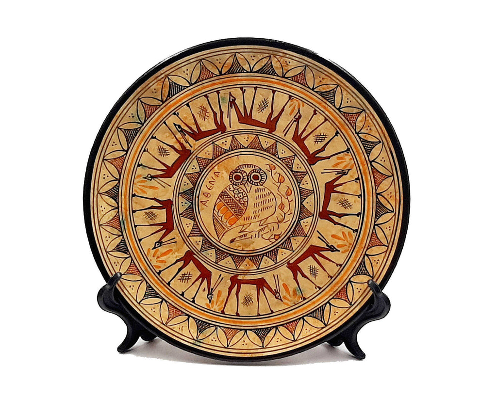 Ancient Greek Ceramic Plate 20cm, Geometric Greek Pottery