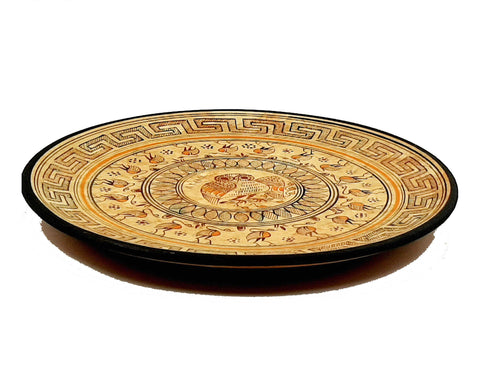 Ancient Greek Plate 24cm, Geometric Greek Pottery,Owl in the middle