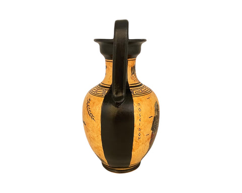 Ancient Greek Vase 19cm,Black figure Amphora,God Poseidon with Athena, God Zeus - ifigeneiaceramics