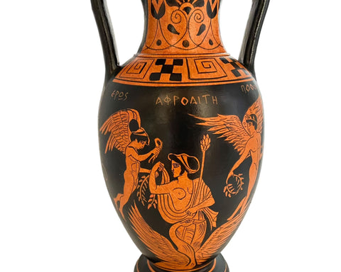 Ancient Greek Vase 26cm,Red figure Amphora,Goddes Aphrodite,God Dionysus