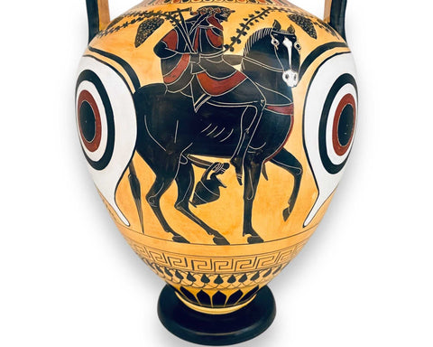 Black figure Pottery,Replicas Amphora 31cm,Hephaestos brought back to Olympos by Dionysos