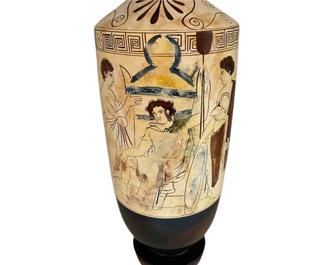 Attic white ground lekythos 41cm,Dead warrior 430B.C. Museum Replicas - ifigeneiaceramics