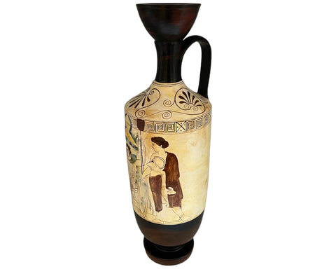 Attic white ground lekythos 41cm,Dead warrior 430B.C. Museum Replicas - ifigeneiaceramics