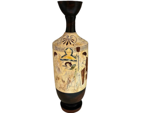 Attic white ground lekythos 41cm,Dead warrior 430B.C. Museum Replicas - ifigeneiaceramics