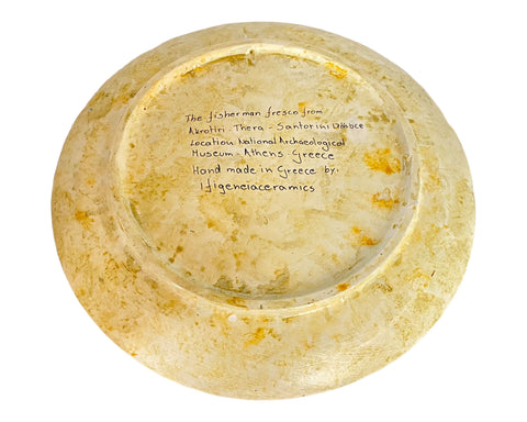 Fisherman Fresco Museum Copy from Santorini Greece ,Ceramic plate 24cm