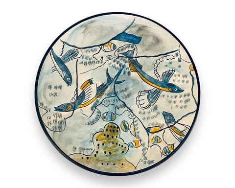 Flying Fish,Ceramic plate 20cm, fresco's copy from Phylakopi Milos.