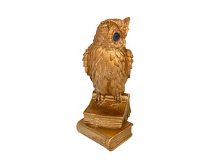 Ancient Greek Statue – Athena’s Owl on Books – Bronze Patina Plaster Replica