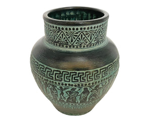 Greek Pithari Pottery Vase 17cm,Relief terracotta,,Ancient Greek Mythology Scenses