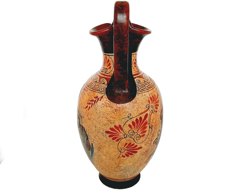 Handmade Greek Vase 36 cm – Satyr with Menas – Ancient Pottery Jar Replica