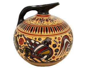 Greek Pottery Vase,Oinochoe Jug seated 18cm,Ancient Corinthian art