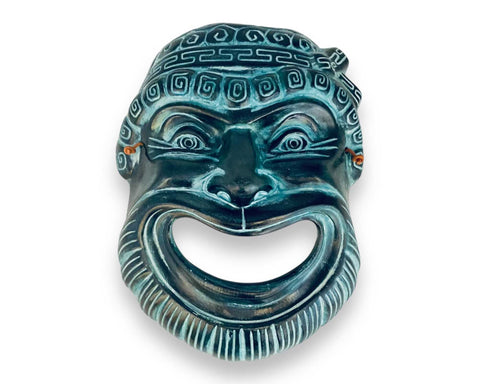 Greek Theater Comedy Mask ,Relief terracotta, wall Decor 24x20cm
