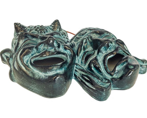 Greek Theater Masks ,Tragedy and Comedy,Relief terracotta, wall Decor 18x14cm