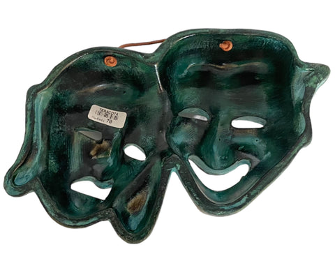 Greek Theater Masks ,Tragedy and Comedy,Relief terracotta, wall Decor 18x14cm