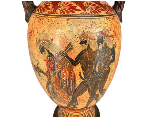 Greek Vase Amphora 45cm,Multicoloured,God Dionysus with Satyrs - ifigeneiaceramics