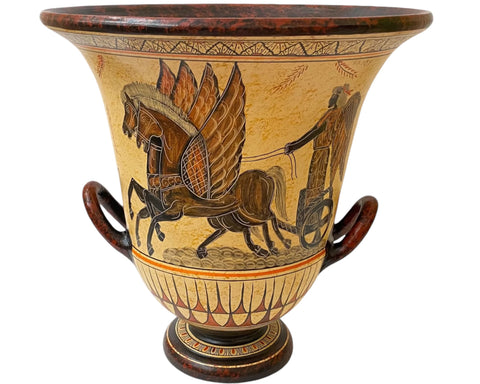 Greek pottery Krater 36cm,God Dionysos with Manaeds, Helios