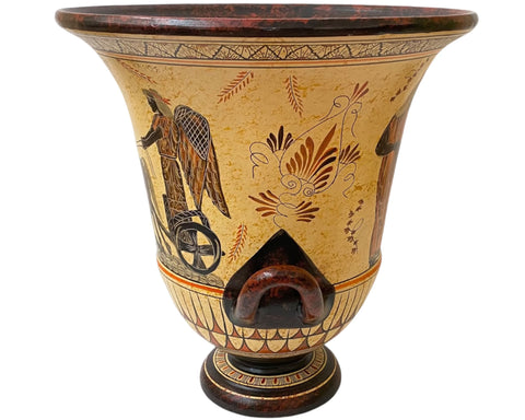 Greek pottery Krater 36cm,God Dionysos with Manaeds, Helios