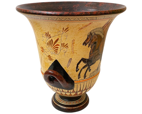Greek pottery Krater 36cm,God Dionysos with Manaeds, Helios