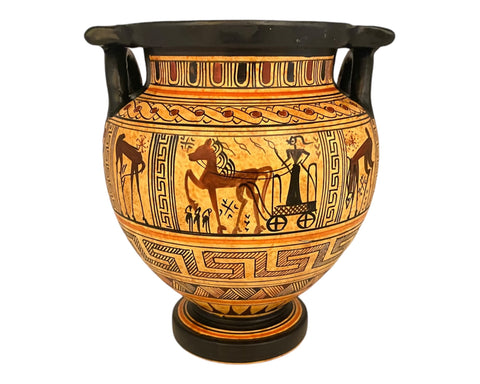 Greek pottery Vase,Column krater 16cm,Geometric art