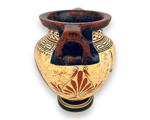 Greek pottery Vase,Column krater 16cm,Theseus kill Centaur and Goddess Athena