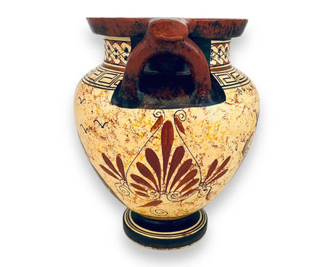 Greek pottery Vase,Column krater 16cm,Theseus kill Centaur and Goddess Athena