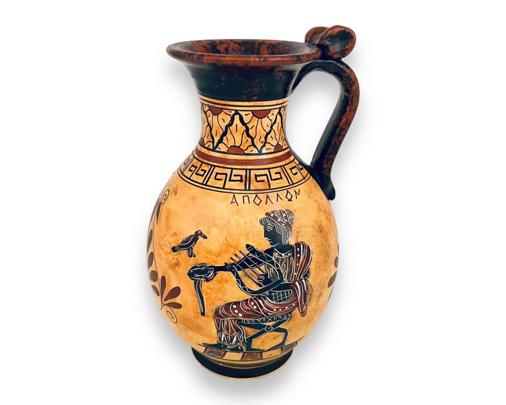 Greek vase 17cm Black  figure Pottery ,God  Apollo and Goddess Artemis