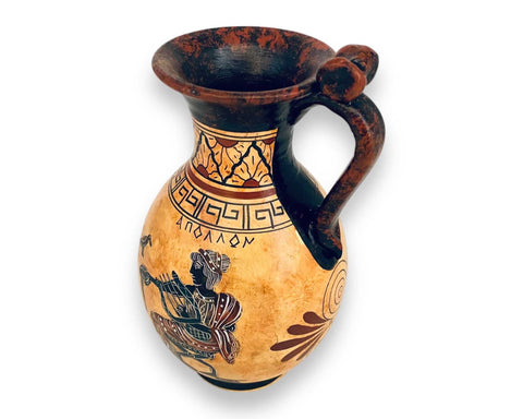 Greek vase 17cm Black  figure Pottery ,God  Apollo and Goddess Artemis - ifigeneiaceramics