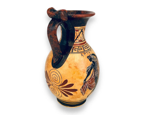 Greek vase 17cm Black  figure Pottery ,God  Apollo and Goddess Artemis - ifigeneiaceramics