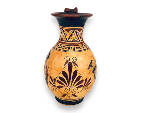 Greek vase 17cm Black  figure Pottery ,God  Apollo and Goddess Artemis