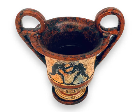 Kantharos Vase 16cm,multicoloured ,shows Ancient Greek Olympics themes