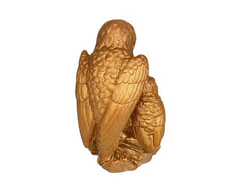 Owl with her baby Statue,Bronze Patina ,Plaster Sculpture Cast 17cm