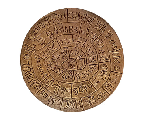 Phaistos Disc ,Greek Relief terracotta Museum Replica,Bronge Patina 15cm