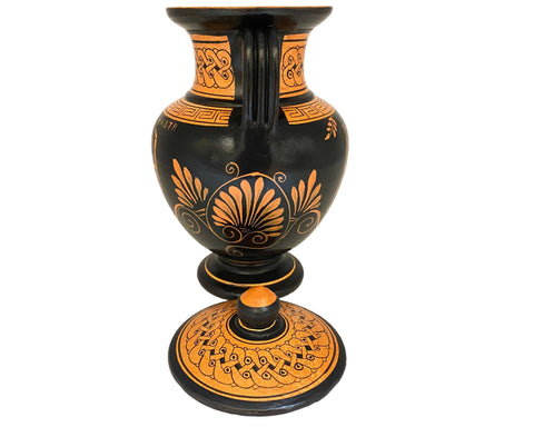 Red figure Pottery Aphora 19cm with lid ,Hecate and Goddess Artemis