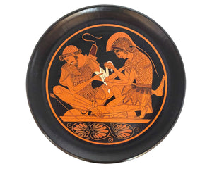 Red figure Pottery  Plate 32cm,Shows Achilles Binds Patroclus,Museum Replicas reproduction