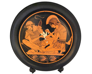 Red figure Pottery  Plate 32cm,Shows Achilles Binds Patroclus,Museum Replicas reproduction