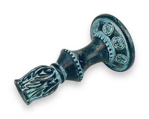 Releif terracotta candlestick 14cm,Ancient Greek Symbols decorated