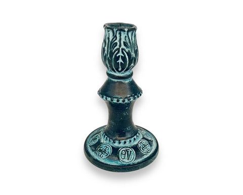 Releif terracotta candlestick 14cm,Ancient Greek Symbols decorated