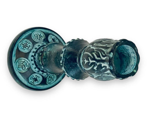 Releif terracotta candlestick 17cm,decorated with Ancient  Greek Symbols