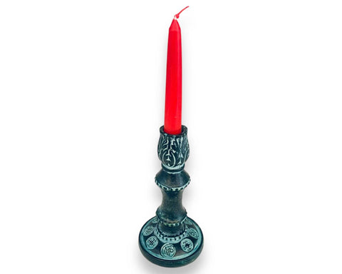 Releif terracotta candlestick 17cm,decorated with Ancient  Greek Symbols