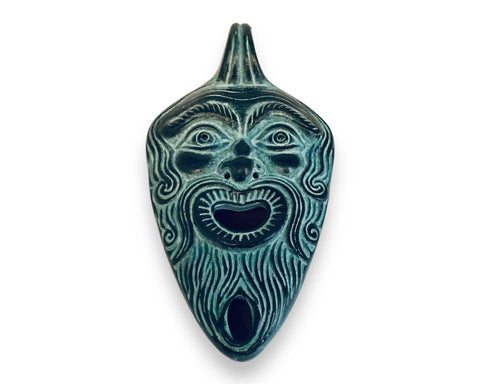 Releif terracotta lamp  15cm lenght,Greek Theater Mask shape