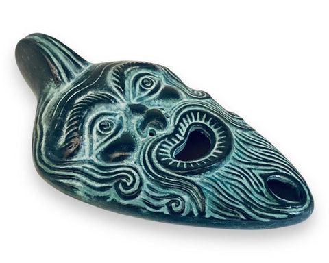 Releif terracotta lamp  15cm lenght,Greek Theater Mask shape
