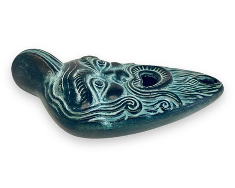 Releif terracotta lamp  15cm lenght,Greek Theater Mask shape