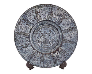 Relief terracotta plate 25cm,Blue Patina,reprasanting Ancient Greek Olypmian Gods