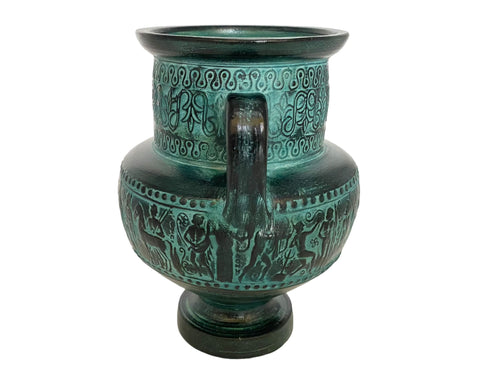 Relief terracotta, Greek Pottery Amphora 18cm,Green Patina,Ancient Greek Mythology Scenses