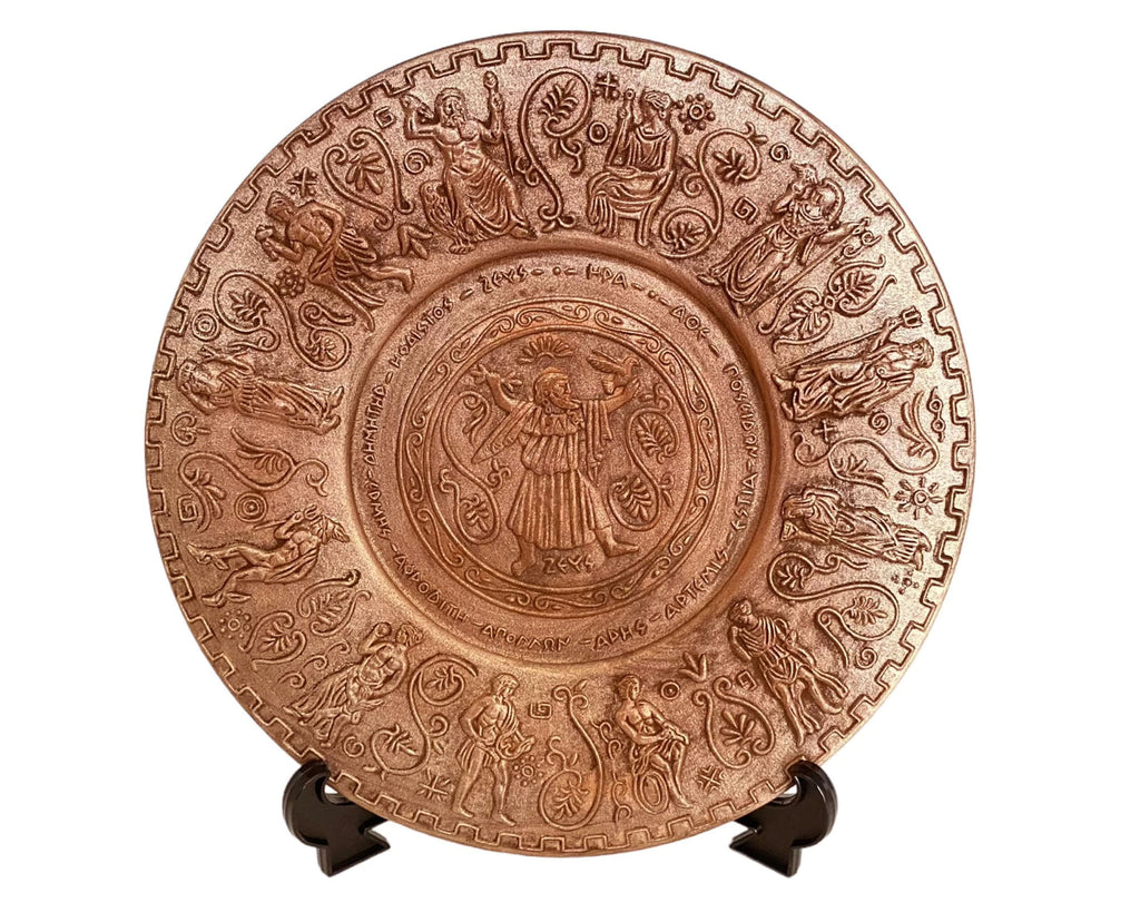 Relief terracotta plate 25cm,Bronze Patina,reprasanting Ancient Greek Olypmian Gods