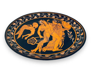 Revel of Dionysos and Ariadne,Greek Red figure Pottery Plate 24cm