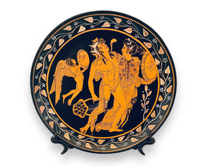 Revel of Dionysos and Ariadne,Greek Red figure Pottery Plate 24cm
