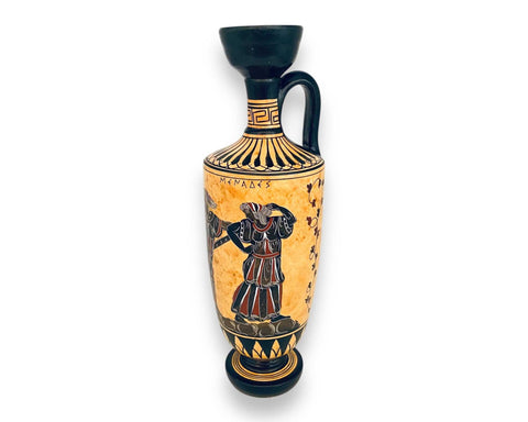 Satyr with Manaeds, Lekythos  Vase 26cm,Black figure Pottery