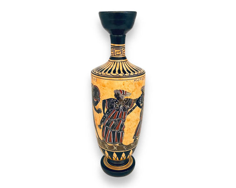 Satyr with Manaeds, Lekythos  Vase 26cm,Black figure Pottery