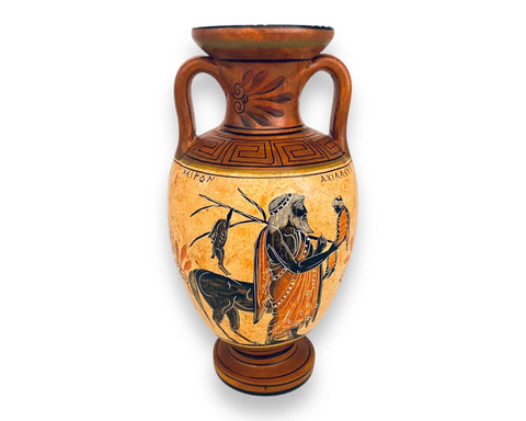 Zeus with Dionysus,Chiron with Achilles, Greek Pottery Amphora 22cm