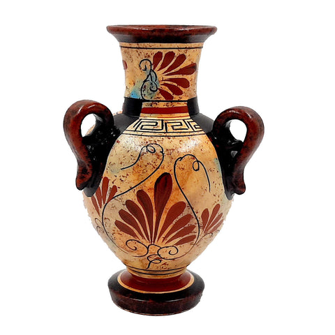 Ancient Greek  Amphora  17cm,Mulitcolored, Shows God Poseidon and Goddess Athena - ifigeneiaceramics